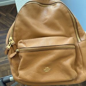 Coach Charlie Tan Pebble Leather Backpack